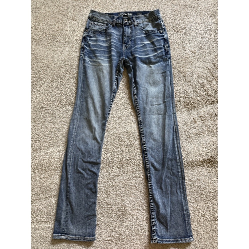 BKE Alec Straight Leg Denim Jeans Size 32L Distressed Style# GBS5075